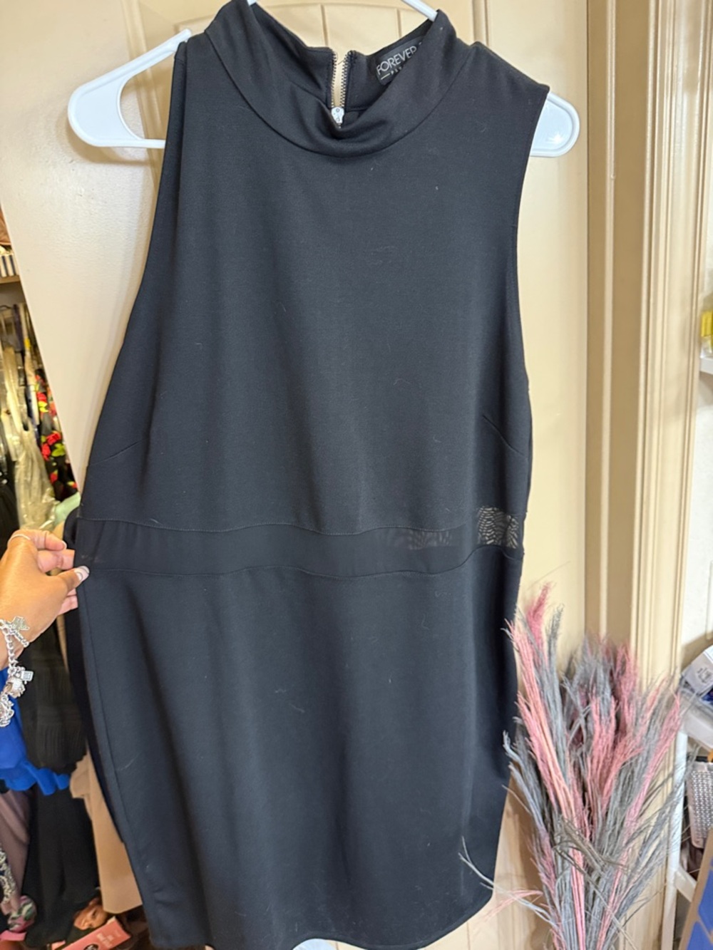 Forever 21 Black Sleeveless Mock Neck Shift Dress